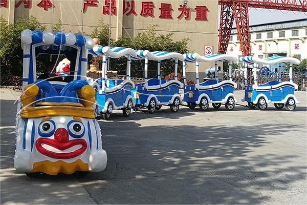 clown themed electric trackless train ride