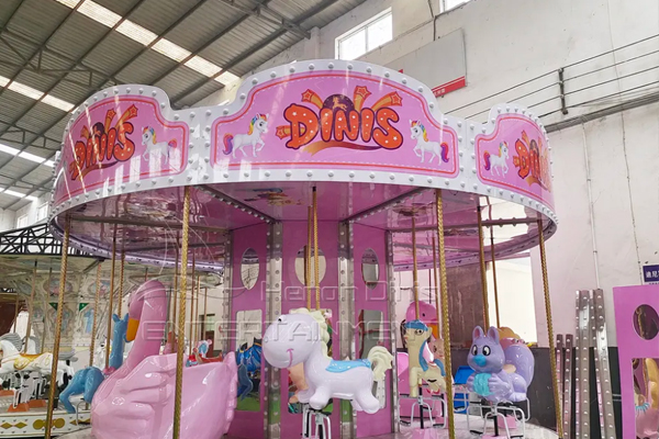 pink animal themed carousel horse rides