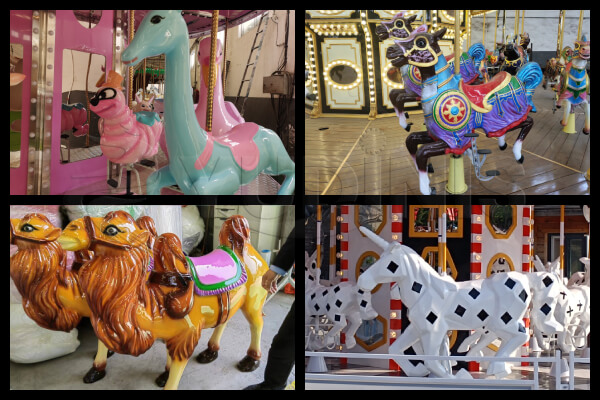 Various Seat Designs of Carousel Horses Rides